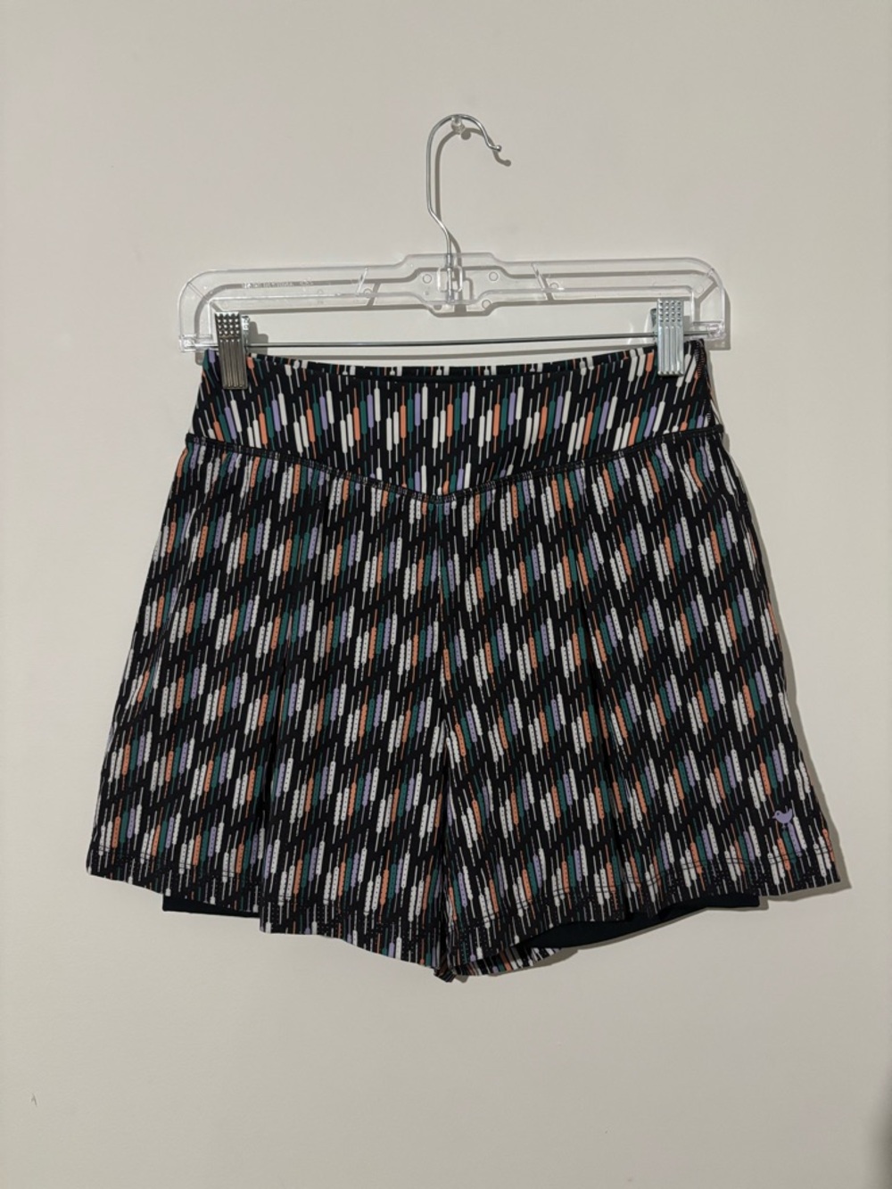 Bad Birdie Black Athletic Shorts with Multi-Color Dash Print